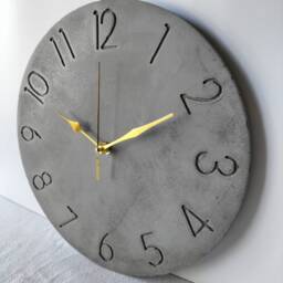 Charcoal Concrete Wall Clock Modern Minimalist Design With Gold Hands - thumbnail 2