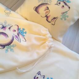 White Fleece Baby Pillow From The Magic Winter Series With Embroidery For A Walk Stroller, Traveling, Bed - thumbnail 4