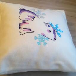 White Fleece Baby Pillow From The Magic Winter Series With Embroidery For A Walk Stroller, Traveling, Bed - thumbnail 3