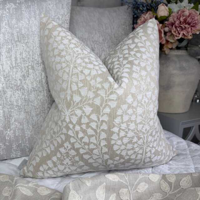 Vivianna Floral Cushion Cover John Lewis Fabric Natural Putty Modern Abstract Design Double-Sided Handmade UK - image 1