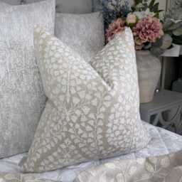 Vivianna Floral Cushion Cover John Lewis Fabric Natural Putty Modern Abstract Design Double-Sided Handmade UK - thumbnail 4