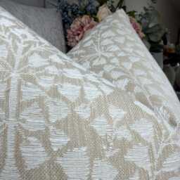 Vivianna Floral Cushion Cover John Lewis Fabric Natural Putty Modern Abstract Design Double-Sided Handmade UK - thumbnail 3