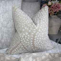 Vivianna Floral Cushion Cover John Lewis Fabric Natural Putty Modern Abstract Design Double-Sided Handmade UK - thumbnail 1