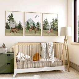 Woodland Nursery Art, Watercolor Nursery, Deer Bear Fox, Woodland Set Of Three Nursery Prints, Forest Prints - thumbnail 3