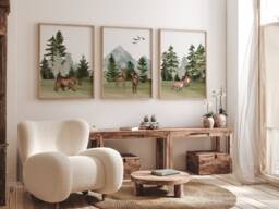 Woodland Nursery Art, Watercolor Nursery, Deer Bear Fox, Woodland Set Of Three Nursery Prints, Forest Prints - thumbnail 1