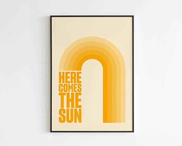 Here Comes The Sun - Lyrics Music A3 A4 A5 Wall Art Poster Print Gift Gig