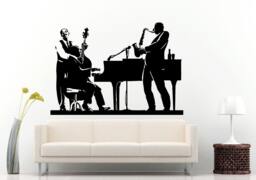 Jazz Sax Saxophone Instrument Tool Band Musical Genre Man Player Bass Guitar Piano Wall Decal Vinyl Sticker Mural Room Decor L1146 - thumbnail 1