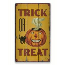 Trick Or Treat, Halloween Lover Sign, Decor, Pumpkin Wood Wooden Sale Wall Decor - Old Signs - thumbnail 2