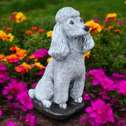 Sitting Dog Figurine Outdoor Pet Memorial Stone Poodle For Garden Decor Concrete Statue Yard Dog Decoration Cement Lover Gift - thumbnail 1