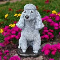 Sitting Dog Figurine Outdoor Pet Memorial Stone Poodle For Garden Decor Concrete Statue Yard Dog Decoration Cement Lover Gift - thumbnail 2