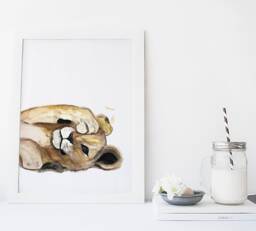 Baby Lion Cub Face Print - Soft, Nature-Inspired Wall Art For Kids' Room Adorable Animal Illustration Calming & Cozy Decor - thumbnail 1