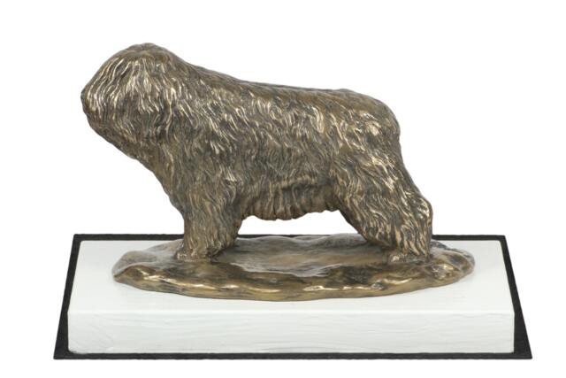Polish Lowland Sheepdog, Dog On White Wooden Base Statue, Limited Edition, Artdog - image 1