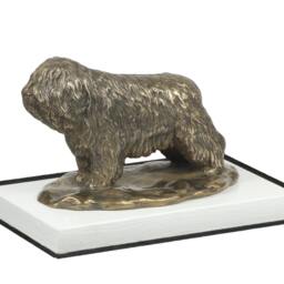 Polish Lowland Sheepdog, Dog On White Wooden Base Statue, Limited Edition, Artdog - thumbnail 3