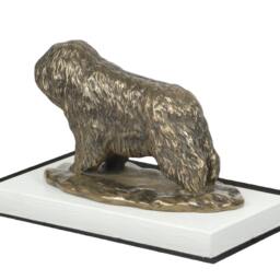 Polish Lowland Sheepdog, Dog On White Wooden Base Statue, Limited Edition, Artdog - thumbnail 2