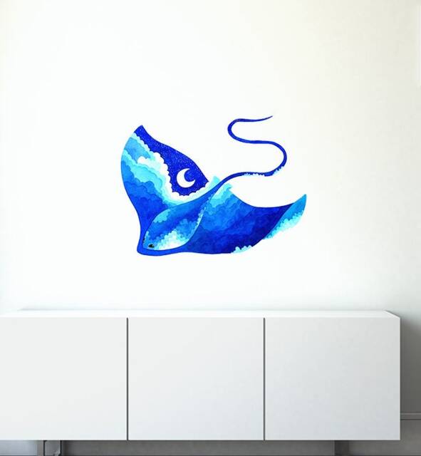 Sweetdreams Stingray Wall Sticker Decal - Kids Stickers, Animals Childrens Decals, Art, Room, Girl, Boy