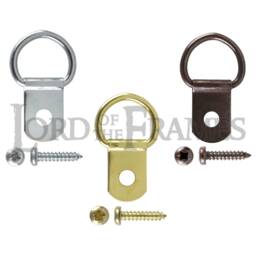standard Single D Rings Nickel Brass Bronze + Screws Picture Framing Frame Mirror Hanging Drings
