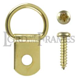 standard Single D Rings Nickel Brass Bronze + Screws Picture Framing Frame Mirror Hanging Drings - thumbnail 3