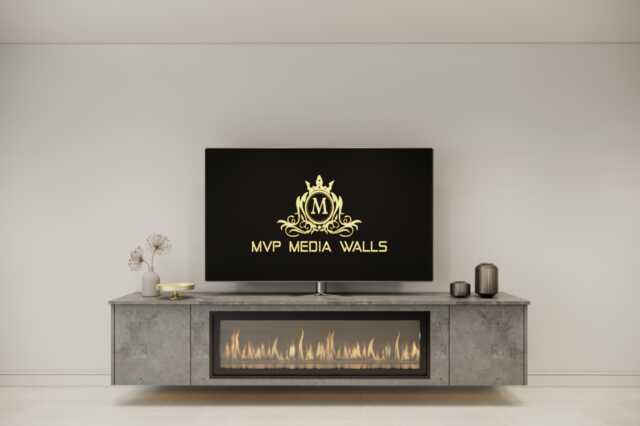 Media Wall Package - 2M Floating Unit 40' Electric Fire - image 1