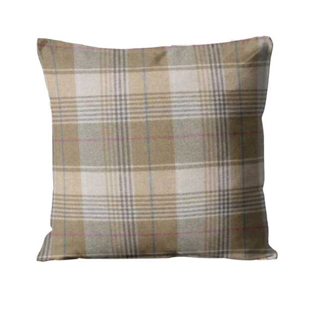 Abraham Moon, Huntingtower, Wheat, 100% Wool Plaid, Checked Tartan Cushion Cover - image 1