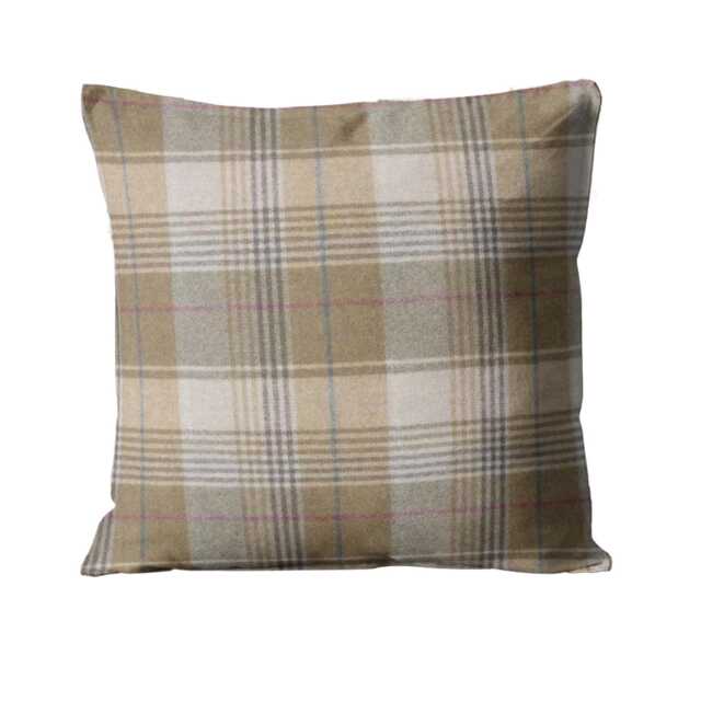 Abraham Moon, Huntingtower, Wheat, 100% Wool Plaid, Checked Tartan Cushion Cover - image 1