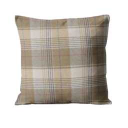 Abraham Moon, Huntingtower, Wheat, 100% Wool Plaid, Checked Tartan Cushion Cover - thumbnail 1