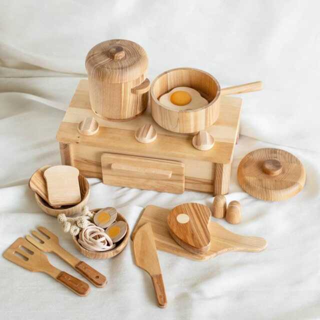 Montessori Wooden Kitchen Set Pretend Play Cooking Toys For Toddlers - image 1
