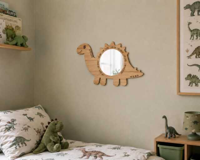 Wooden Dinosaur Mirror, Affirmation Wall Decor, Boys Bedroom Acrylic Mirror - image 1