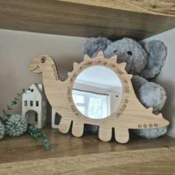 Wooden Dinosaur Mirror, Affirmation Wall Decor, Boys Bedroom Acrylic Mirror - thumbnail 4