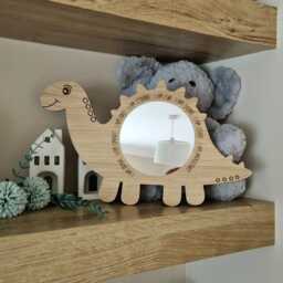 Wooden Dinosaur Mirror, Affirmation Wall Decor, Boys Bedroom Acrylic Mirror - thumbnail 3