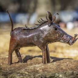 Handcrafted Recycled Metal Warthog Sculpture. Outdoor Garden Statues. Gift - thumbnail 2