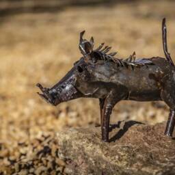 Handcrafted Recycled Metal Warthog Sculpture. Outdoor Garden Statues. Gift - thumbnail 3