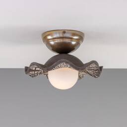 Rivale Ceiling Light With Wavy Ceramic Shade, Black Clay 8.25 - thumbnail 3