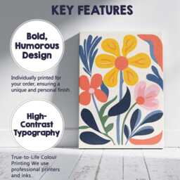 Mid Century Floral Garden With Yellow Bloom & Navy Foliage Canvas Wall Art Print Decor Picture Ready To Hang - thumbnail 2