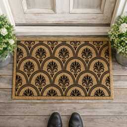 Fleur De Lis Welcome Mat I Scalloped Entry Rug Classic Porch D??cor - thumbnail 2