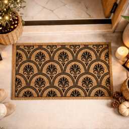 Fleur De Lis Welcome Mat I Scalloped Entry Rug Classic Porch D??cor - thumbnail 3