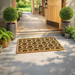 Fleur De Lis Welcome Mat I Scalloped Entry Rug Classic Porch D??cor - thumbnail 4