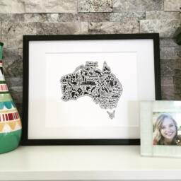 "Australia Map Art Print Hand-Drawn Landmarks & Cities - 8.5"" X 11" - thumbnail 3