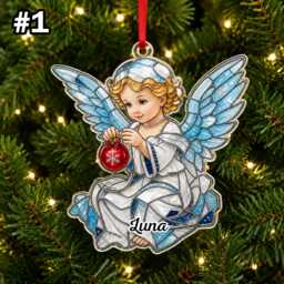 Custom Name Little Angel Baby Wings Ornament, Christmas Tree Car Hanging Decor, Flat 2D Ornament Acrylic Wooden Holiday Keepsake Gift 2026 - thumbnail 3
