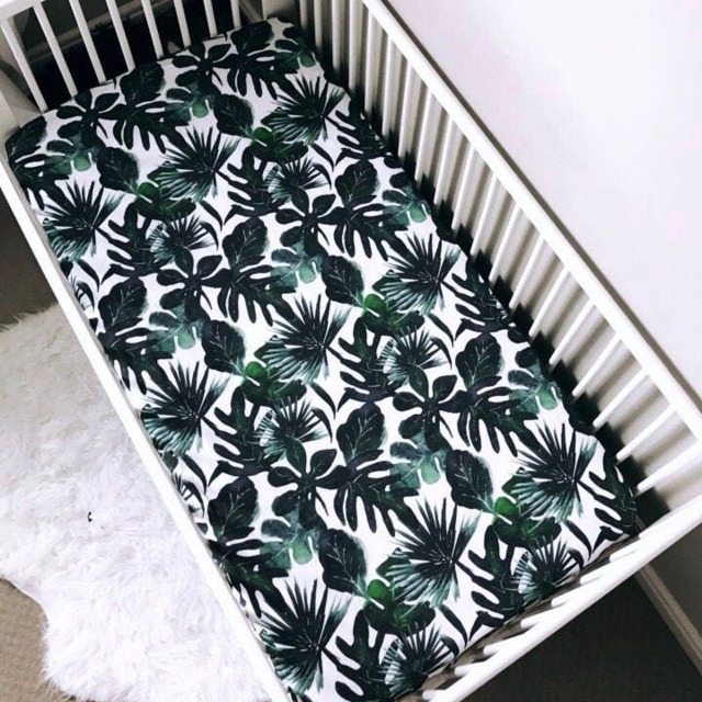 Crib Sheet - Tropical Custom Printed Crib Sheet, Baby Bedding, Modern Nursery Decor, Fitted Gift - image 1