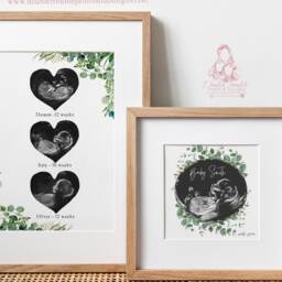 Personalized Baby Scan Print - Botanical Ultrasound Art, Pregnancy Gift - thumbnail 2