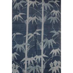 "Traditional Linen Noren, Door Way Curtain. Bamboo On Blue. - We11-31 35""W X 59" - thumbnail 2