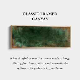 Dark Green Abstract Wall Art Horizontal Long Canvas Print in Forest & Copper Tones For Living Room Office Or Bedroom Decor - thumbnail 3