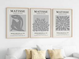 Set Of 3 Matisse Grey Cut-Out Art Prints - Modern Wall Posters - thumbnail 1