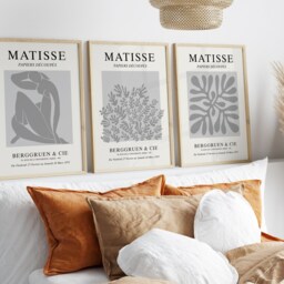 Set Of 3 Matisse Grey Cut-Out Art Prints - Modern Wall Posters - thumbnail 2