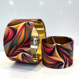 Handmade By Order Luxury Abstract Wave Pattern Multicoloured On Velvet Drum Lamp Shade Pendant Light All Shapes & Sizes Available - thumbnail 3