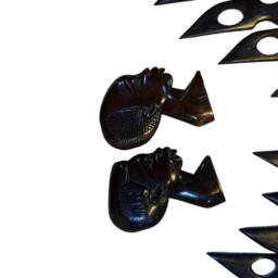 Hand Carved African Wood Mask Set - Tribal Wall Decor, Ghanaian Art - thumbnail 3