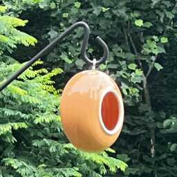 Handmade Ceramic Hanging Bird Feeder Modern Garden Decor - thumbnail 2