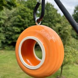 Handmade Ceramic Hanging Bird Feeder Modern Garden Decor - thumbnail 3