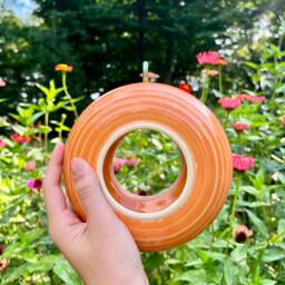 Handmade Ceramic Hanging Bird Feeder Modern Garden Decor - thumbnail 4