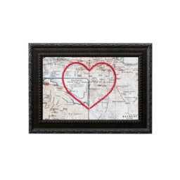 Beirut Heart Map - Custom Gift Lebanon Anniversary Framed Wedding Vintage Print Of W Hand-Embroidered - thumbnail 2
